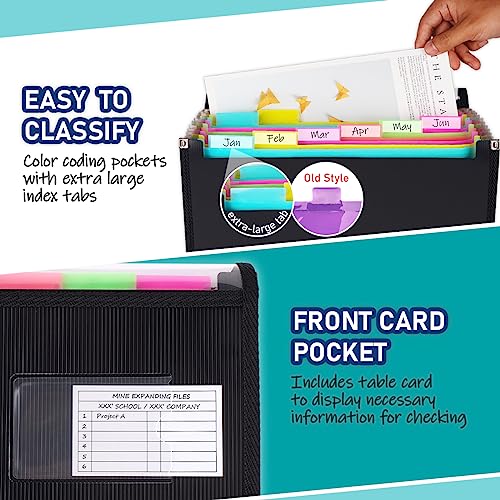 H4D Accordian File Accordion Folders 13 Pockets, Expanding Paper Filing File Folders Organizer, Expandable Binder Document Organizer File Folder With Dividers Tabs, Letter Size #TOP4