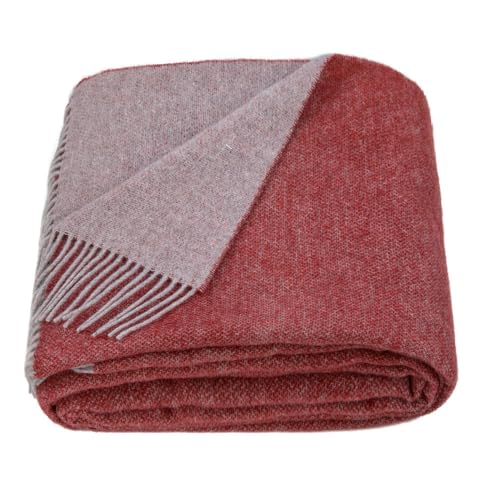 LYHome Merino Decke - Kuscheldecke Tagesdecke Sofa Wolldecke, Blanket Überwurfdecke Sofadecke Wohndecke, Flauschige Couchdecke Merinodecke, Flauschig Warm Plaid 140x200 cm Terrakotta-Grau Doppelseitig