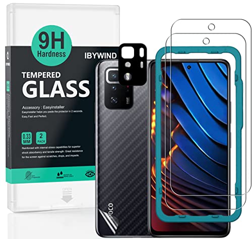 Ibywind Protector de Pantalla para Xiaomi Poco X3 GT/Redmi Note 10 Pro,2 Piezas Dureza 9H Cristal Templado y Protector de Lente de Cámara,Fácil de Instalar,Compatible Detector Huellas,Anti Arañazos