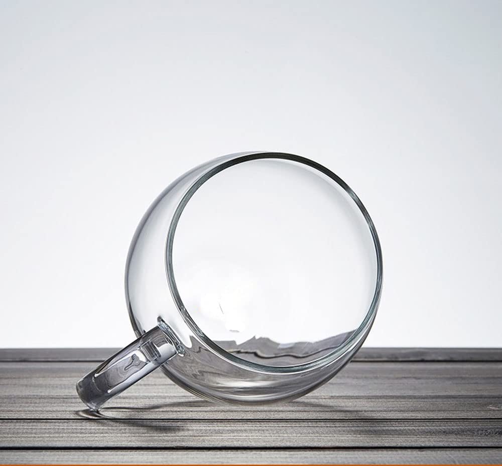 Tasse à thé résistant à la chaleur avec poignée transparente et couvercle en bambou-Tasse avec filtre et couvercle-425 ml-Tasse à thé en verre résistant à la chaleur