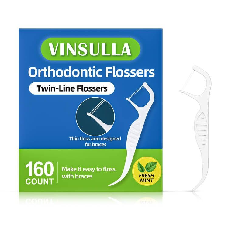 Braces Flosser Orthodontic Flossers for Braces Mint Flavor 80 Count Pack of 2