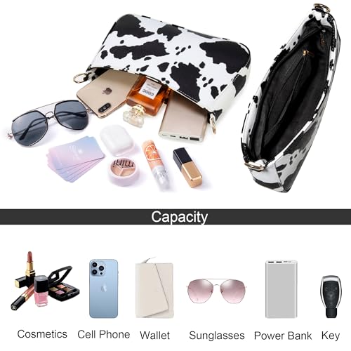 Sunwel Fashion Women's Cow Print Underarm Bag Small Shoulder Bag Crossbody Cluth Purse for Women with Double Straps4
