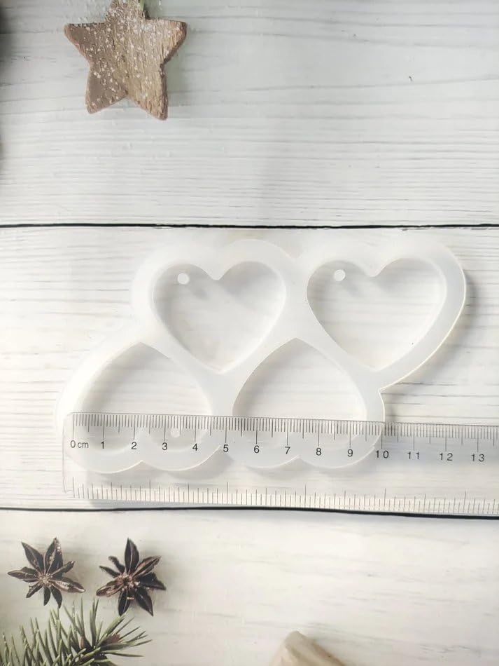 Image of 2-Inch Heart Key Holder Silicone Mold 4 Cavities, 2 Pack - Perfect for Resin Keychains, Charms, and DIY Crafts - Reusable Epoxy Resin Mold for Multiple Projects