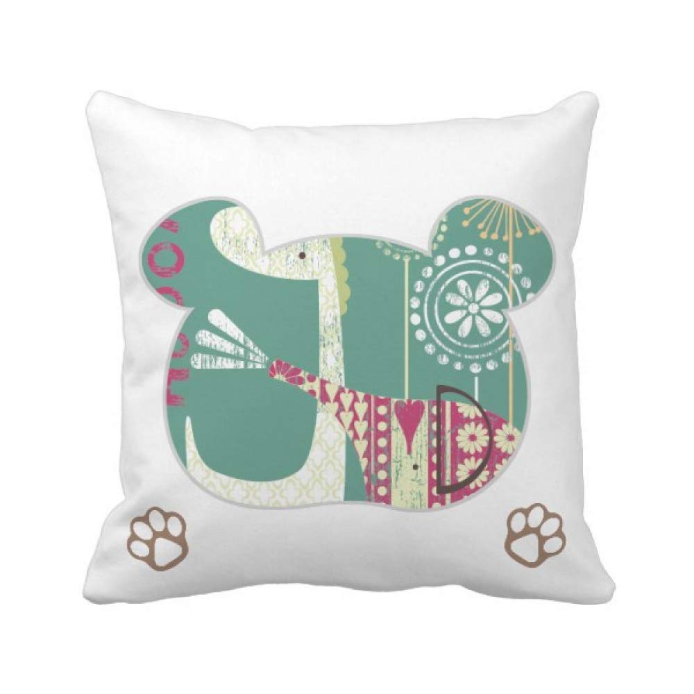 Housse de coussin girafe éléphant 45x45 cm vert pour canapé et salon
