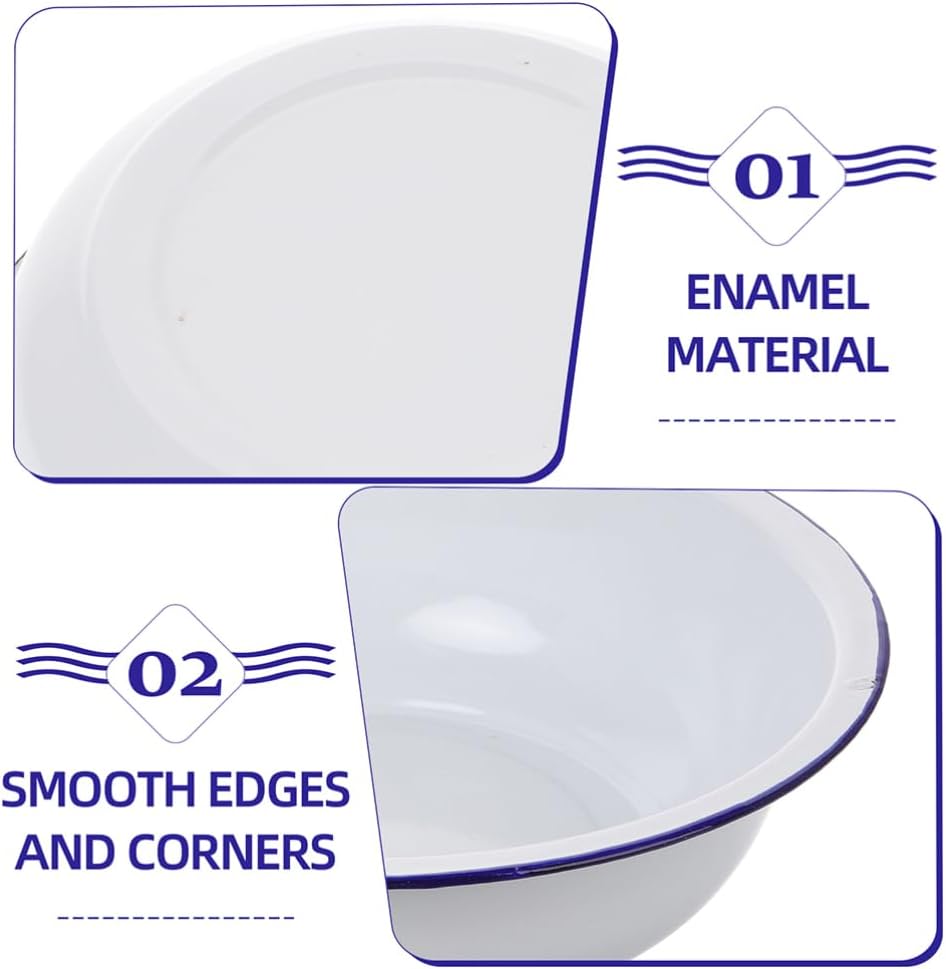 Dishes Enamel Basin Large Enamel Bowl Vintage Mixing Bowl for Soup Serving Dish Washing