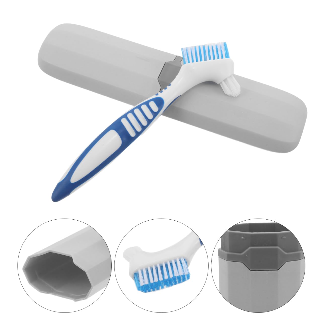 Mikinona Brosse Dentier Avec Étui De Voyage Brosse À Prothèses Dentaires Portable Boîte De Protection Pour Appareil Dentaire Rangement Hygiénique Pour Maison Bureau Et Déplacements