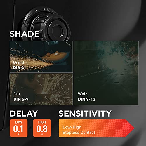 True Color Auto Darkening Welding Helmet, Wide Shade 4/9-13 For Tig Mig Arc, Solar Powered Weld Hood Helmet,Manusage,Black,5500Sh #TOP3