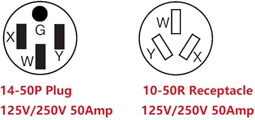 Miniatura 2 de ONETAK NEMA 14-50P a 10-50R Compacto 125V/250V 50 Amp Soldador Secador de Soldadura Adaptador Adaptador Adaptador Conector Conector