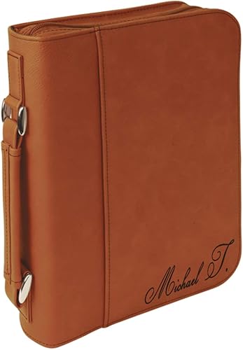 Miniatura 7 de Funda de libro de piel sintética personalizada con asa y cremallera  Funda personalizada para libroBiblia  Grabado láser personalizado