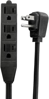 AVB Cable PC-8FT-XR3-BK Cond. Flat Extension w/3 Outlets, Black 8â€²Cord, Multicolor