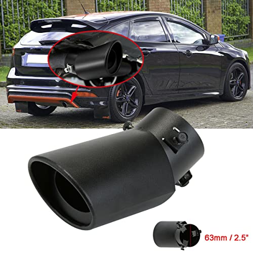 2.5 Exhaust Tips,Universal 1.5 2.25-2.5 Inch Inlet Exhaust Pipe,Stainless Steel Car Muffler Bolt-On Design,Adjustable For Most Vehicles Exterior Rear Tip Pipe (Black Curved) #TOP2