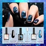Kredioo Cat Eye Gel Nail Polish Set, 6 Colors Gold Red Blue Green Magic 9D Magnetic Gel Polish Kit for Nail Art, Soak Off LED UV 18 Effects Gel Salon Home DIY Manicure with Magnet Stick