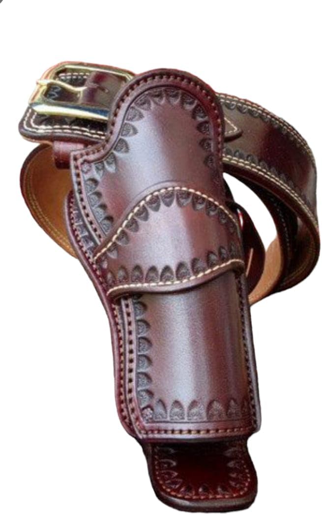 Western Cowboy Leather Cartridge Belt Ammo loops Revolver Holster Gun Case Pistol Holder Cover .357 .358 .38
