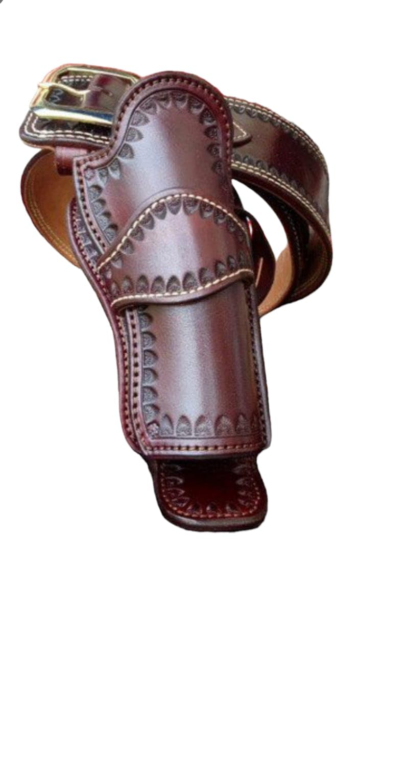 Western Cowboy Ammo Loops Revolver Case Pistol Holder Cover Gun Holster .44 .45 (Black Right Hand, Size 3 (38