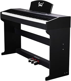 Glarry Digital Piano 88 Weighted Keys, 88 Key Keyboard Fully Weighted for Beginner, Full Size Electric Keyboard Piano with USB/MIDI, Record, LCD, 3 Pedals, Dual Stereo Speakers, Upright Stand (Black)