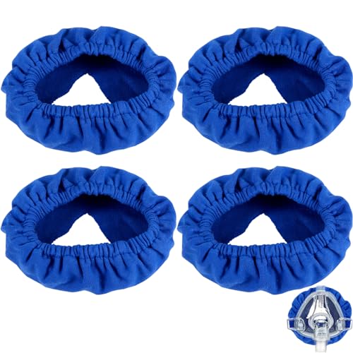 4pcs Mask Cushion Covers Mask Liners for CPAP, Soft Positive Pressure Mask Cushions for Most Full Face Masks, Elastic Face Cushion Pads Headgear Covers, Reducing Cheek Red Marks (Blue)
