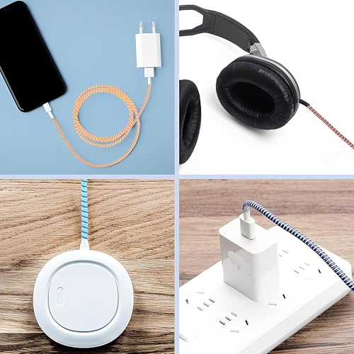 Image of Spiral Cable Protector,Data Cable Protective Sleeve,Chargers Cable Protector Headphone Saver, Charger Protective Cover for Phone USB Prevent pet bites The Cable Protector (Black-Pack Of -1)