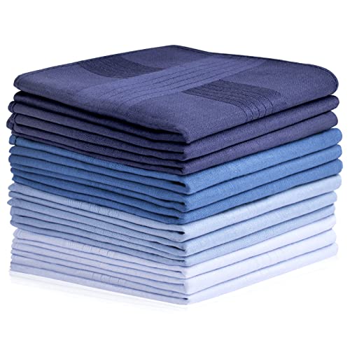 Aomig Pañuelos Hombres Bolsillos, 12pcs Handkerchiefs Set de Negocios y Informal, 100% Algodón Pañuelo Traje Hombre Cómodos y Suaves, Pañuelos de Tela Regalo para Hombres (40x40cm)