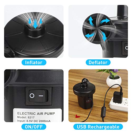 Air Pump For Inflatables, Pulidiki Electric Pump Air Mattress Pump Rechargeable Battery Air Pump With 3 Nozzles Inflator/Deflator For Camping Inflatables, Air Mattress Bed, Air Sofa, Boat, Pool Toys #TOP1