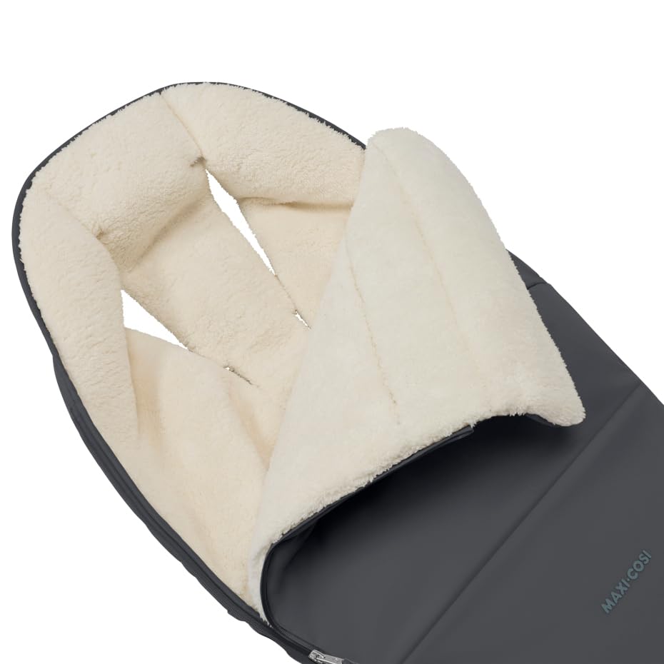 Maxi-Cosi kuschelig weicher 2-in-1 Fußsack, Graphite, geeignet für alle Maxi-Cosi Kinderwagen, auch als Sitzpolster verwendbar, ab der Geburt bis ca. 3,5 Jahre, Eco Care Stoffe