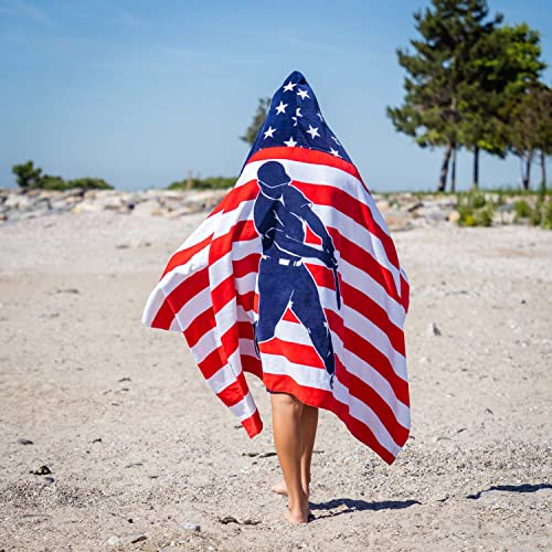 Chalktalksports Baseball Premium Hooded Beach Towel | Baseball American Flag #TOP3