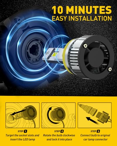 Image of AUXITO H11 H9 H8 LED Bulbs Fog Light Bulbs, 900% Brightness 6500K Cool White, CSP LED Chips Fog Lamps Replacement, Play and Plug, Pack of 2