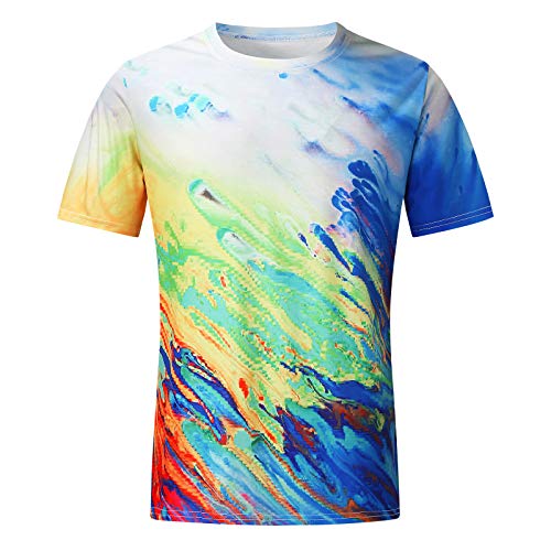 Festival T-Shirts Man Animal Print Short Short Sleeve Blouses Slim Polyester Stretch School Nice O-Neck Top Man #TOP2