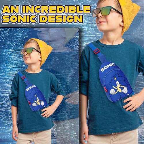 Get Trend SONIC THE HEDGEHOG Sling Bag Kinder, Brusttasche Umhängetasche mit Verstellbarem Gurt - Geschenke für Jungs