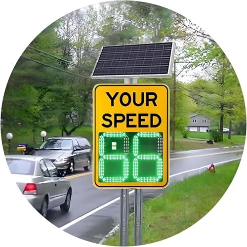 Solar Radar Speed Display Sign - Adjustable Speed Limit Warning, 100-Hour Battery Life, Rainproof Road Safety Sign (50x70cm/20 x27) - Enhance Traffic Control & Safety