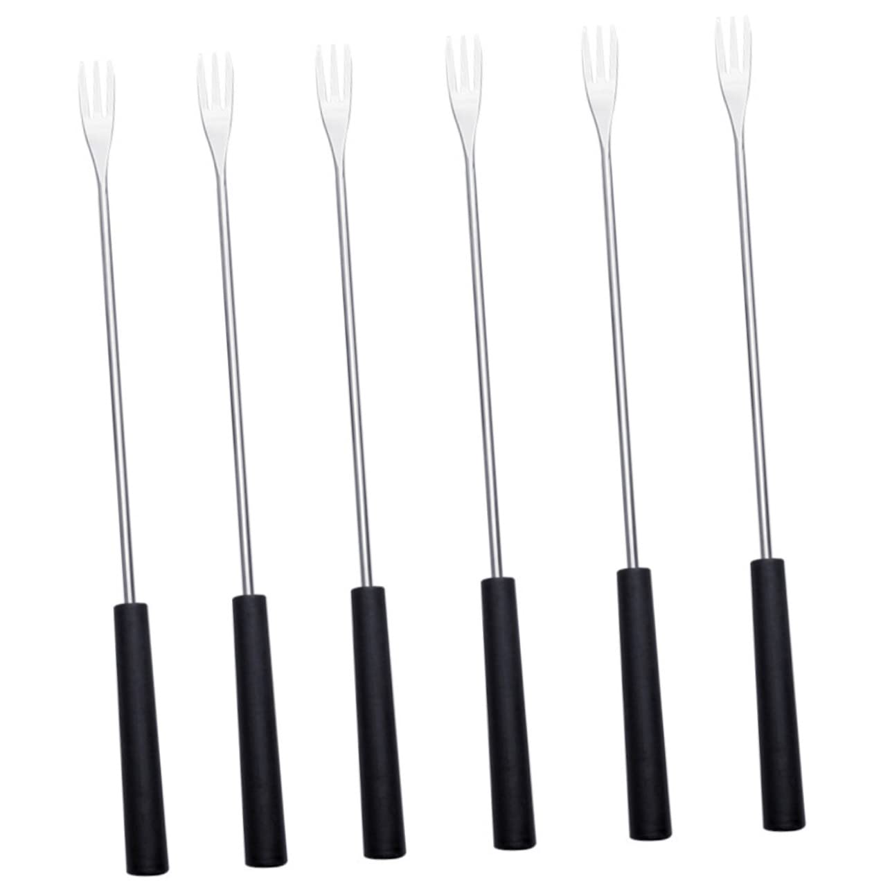 OUNONA 6Pcs Stainless Steel Fondue Fork with Long Handle for Cheese and Fruit Versatile Kitchen Utensils for Home Camping Bbq and Parties