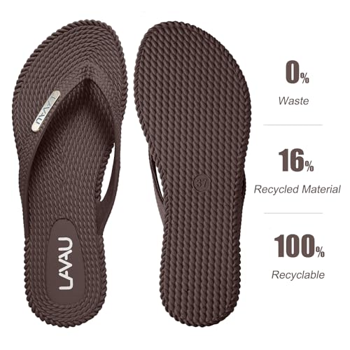 Image of LAVAU Flip Flops for Women, Waterproof Non Slip Thong Sandals for Shower Beach Pool, 100% Recyclable