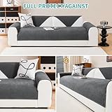 DeepDream Wasserdicht Sofa Überzug Chenille Sofabezug, Kratzfest Hund Katze Sofaschoner, Rutschfester Sofa Cover Couch Überzug 2 3 4 Sitzer für U Form L Form Sektionssofa (Dunkelgrau, 90 * 210cm)