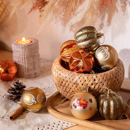 DecorbyHannah-Fall-Ornaments-Decorations-for-Home-20ct-236inches-Thanksgiving-Pumpkins-Autumn-Harvest-Farmhouse-Tree-Ornament-Gold-Orange-Shatterproof-Hanging-Ball-Ornament-for-Indoor-Tree-Decor DecorbyHannah Fall Ornaments Decorations for Home 20ct 236inches Thanksgiving Pumpkins Autumn Harvest Farmhouse Tree Ornament Gold Orange Shatterproof Hanging Ball Ornament for Indoor Tree Decor