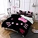 SMNVCKJ Hello Kitty Parure de lit pour enfant en microfibre avec taie d'oreiller, impression numérique 3D, avec fermeture éclair (1, lit simple 135 x 200 cm)