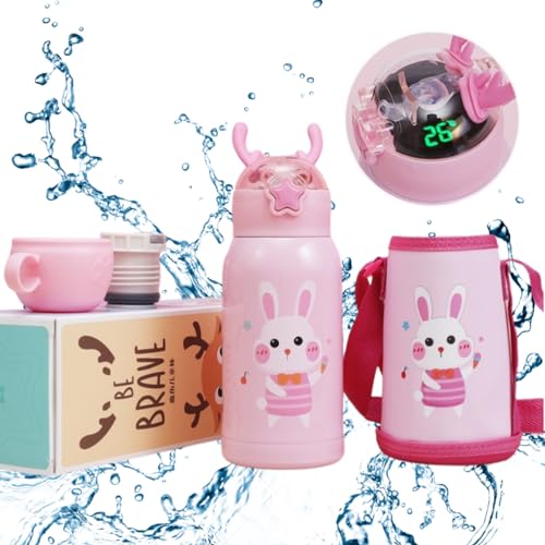 Termo inteligente para niños con pantalla de temperatura para bebidas frías y calientes, termo de acero inoxidable para agua hervida, botellas, leche, té, taza de viaje aislada de 500 ml