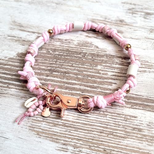 EM-Keramik Kette *Gipsymee* Love Story No. 2 - süßes Tau Schmuckhalsband für Hunde - Rosa und Rosegold