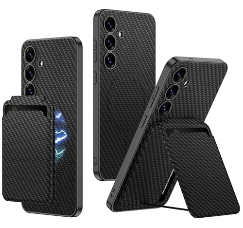 Image of BOUNCEBACK Vegan Leather Magnetic Charging Support Case with Detachable Wallet Accessiories for Samsung Galaxy S25 Plus - (Carbon Black | Faux Leather)