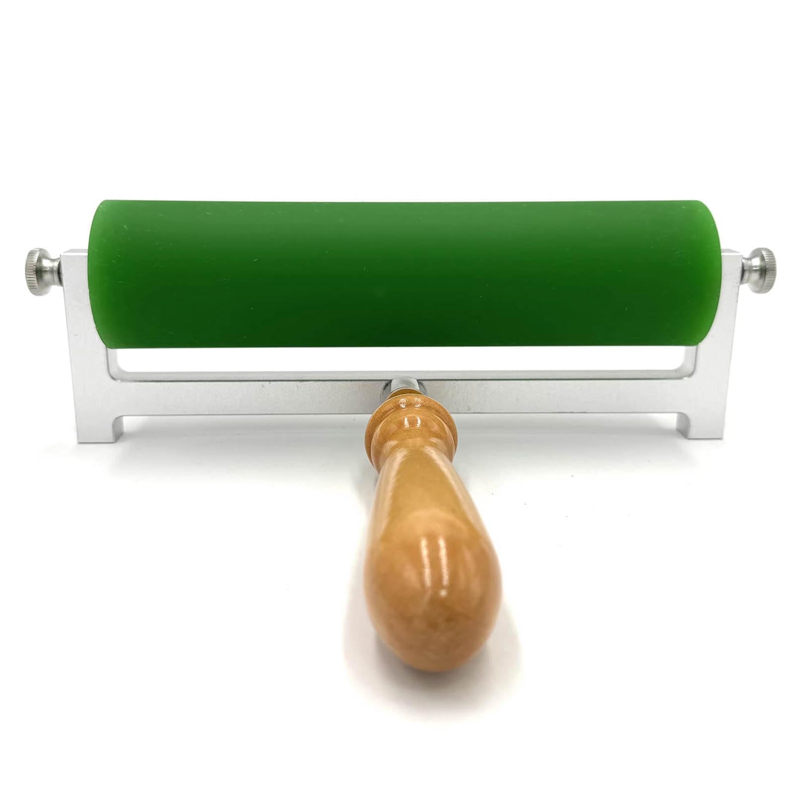 ZHJOPP Printmaking Roller with Wooden Handle, Rubber Ink Roller for Linocut, Relief & Letterpress Printing, Art Tool for Stamping, Gluing (50mm*150mm)