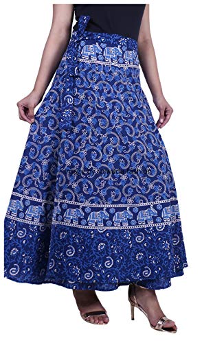Indian Wrap Around Long Skirt 100% Cotton Jaipuri Printed Mandala Free Size for Women Thanksgiving Gift3