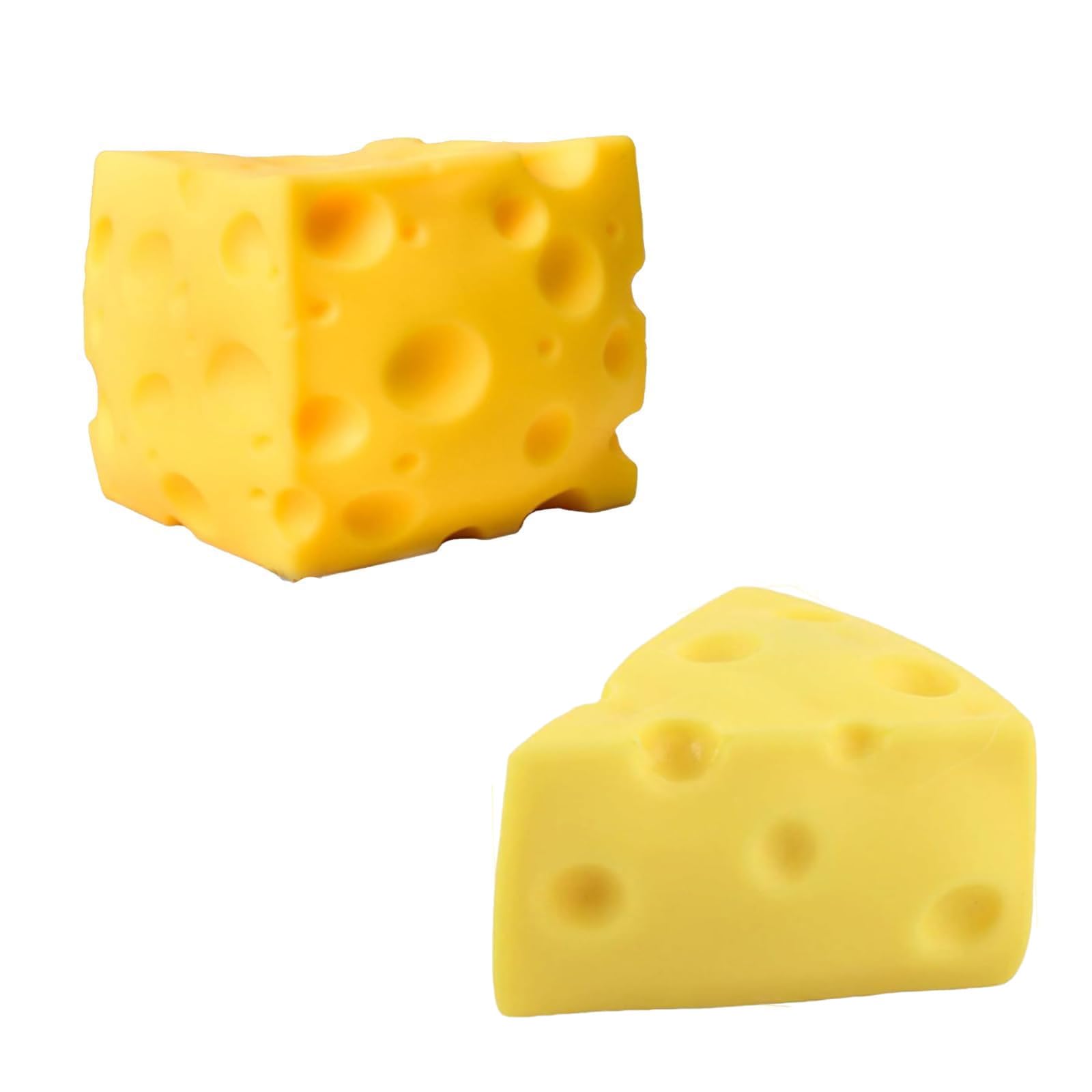 2Pcs Squishy Toy, Cheese Squishy Triangular Cheese and Pink Design, Soft Stress Regulating Toys for Desk Decor and Sensory Play, Compact 5.5 cm Collectible Figures-picture-26