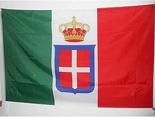 Kingdom of Italy Crown Flag 3' x 5' for a Pole - Italian Royal Flags 90 x 150 cm - Banner 3x5 ft with Hole - Drapeau Royaume d’Italie couronne AZ FLAG