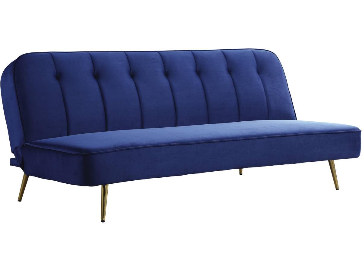 Habitat et Jardin Canapé Clic Clac en Velours James - 180 x 83 x 75 cm - 3 Places - Bleu foncé