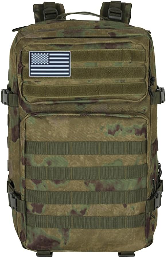 PORRASSO Tactical Outdoor Backpack 45L Large Military Backpack Molle Waterproof Rucksack 3 Day Bug Out Bag for Hiking Camping Travel Military Green