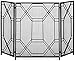 Produktbild LEGZIT Funkenschutz 3-Panel-Feuerschutz Funkenschutz Faltbar, Gold/Schwarz Großer Kaminschutz für offenes Feuer/Gasfeuer/Holzofen, hoch 85 cm (Farbe : Schwarz) (Schwarz)