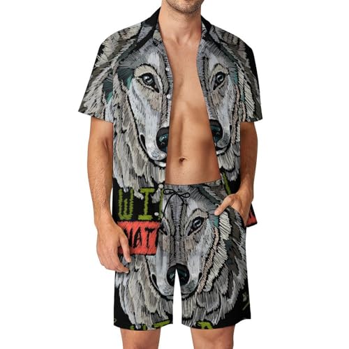 Chemise Hawaïenne Homme Ensemble Short Pantalon Plage Été 2 Pièces Le Loup Sauvage S