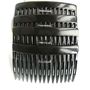 Pack of 4 BLACK 7cm Hair Combs