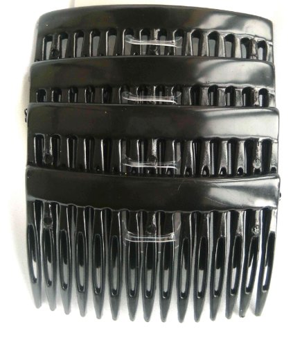 Pack of 4 BLACK 7cm Hair Combs