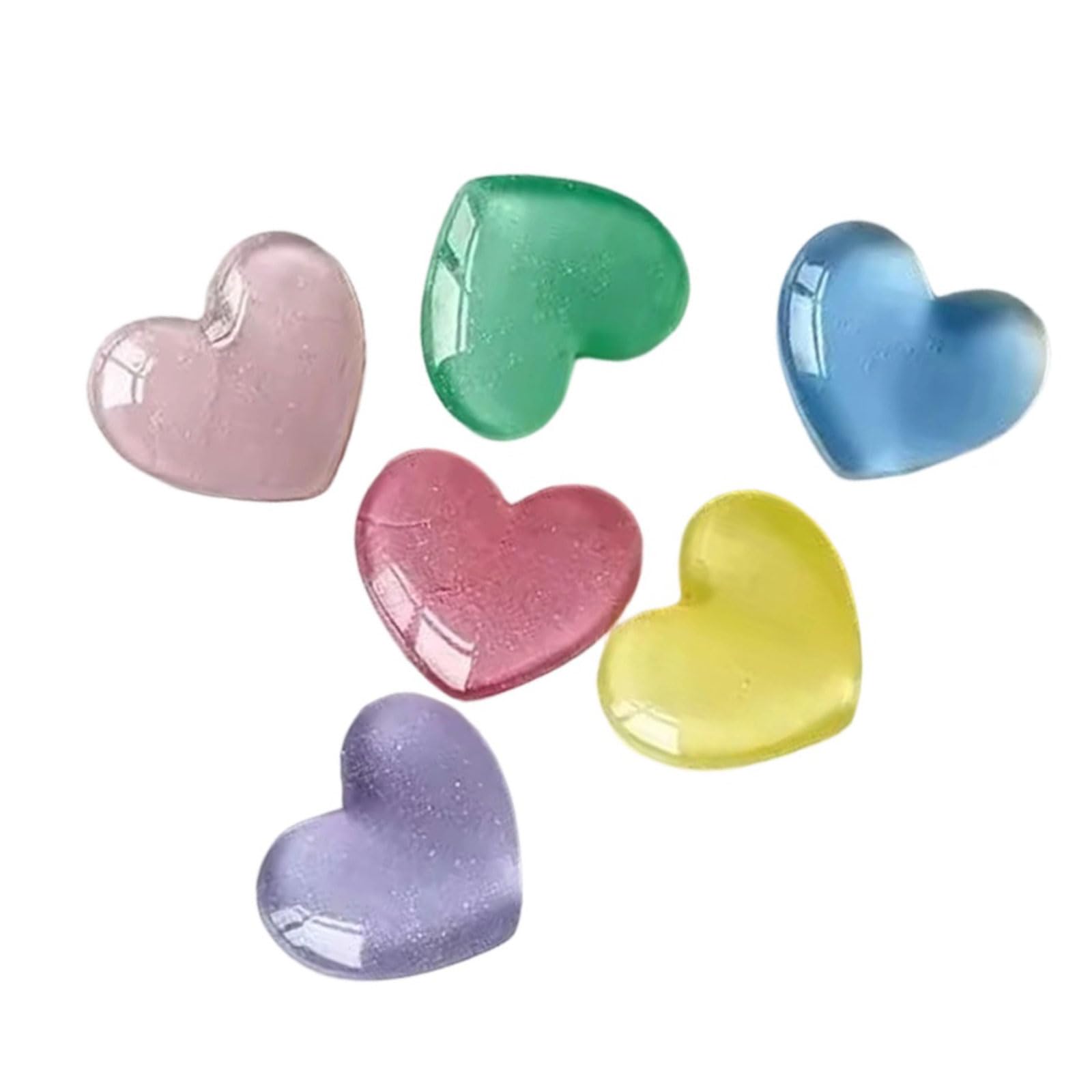 Elnwnnkc 6Pcs Resins Glittering Colored Heart Shape Magnets for Decorating Fridges and Whiteboards Refrigerator Sticker Strong Refrigerator Stickers