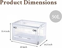 Vista 4 de 52 cuartos de galón. Contenedores de almacenamiento grandes con tapas, cajas de almacenamiento plegables apilables de plástico con hebillas y asas