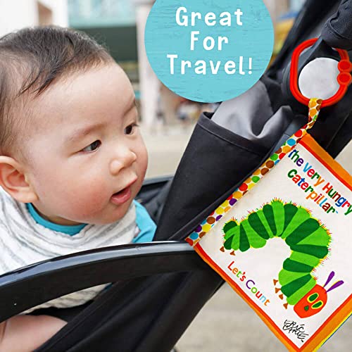 Image of KIDS PREFERRED Let's Count Soft Book - World of Eric Carle the Very Hungry Caterpillar Baby on the Go Clip Teething Crinkle Soft Sensory Book for Babies, 5.25x5.25 Inch (Pack of 12)